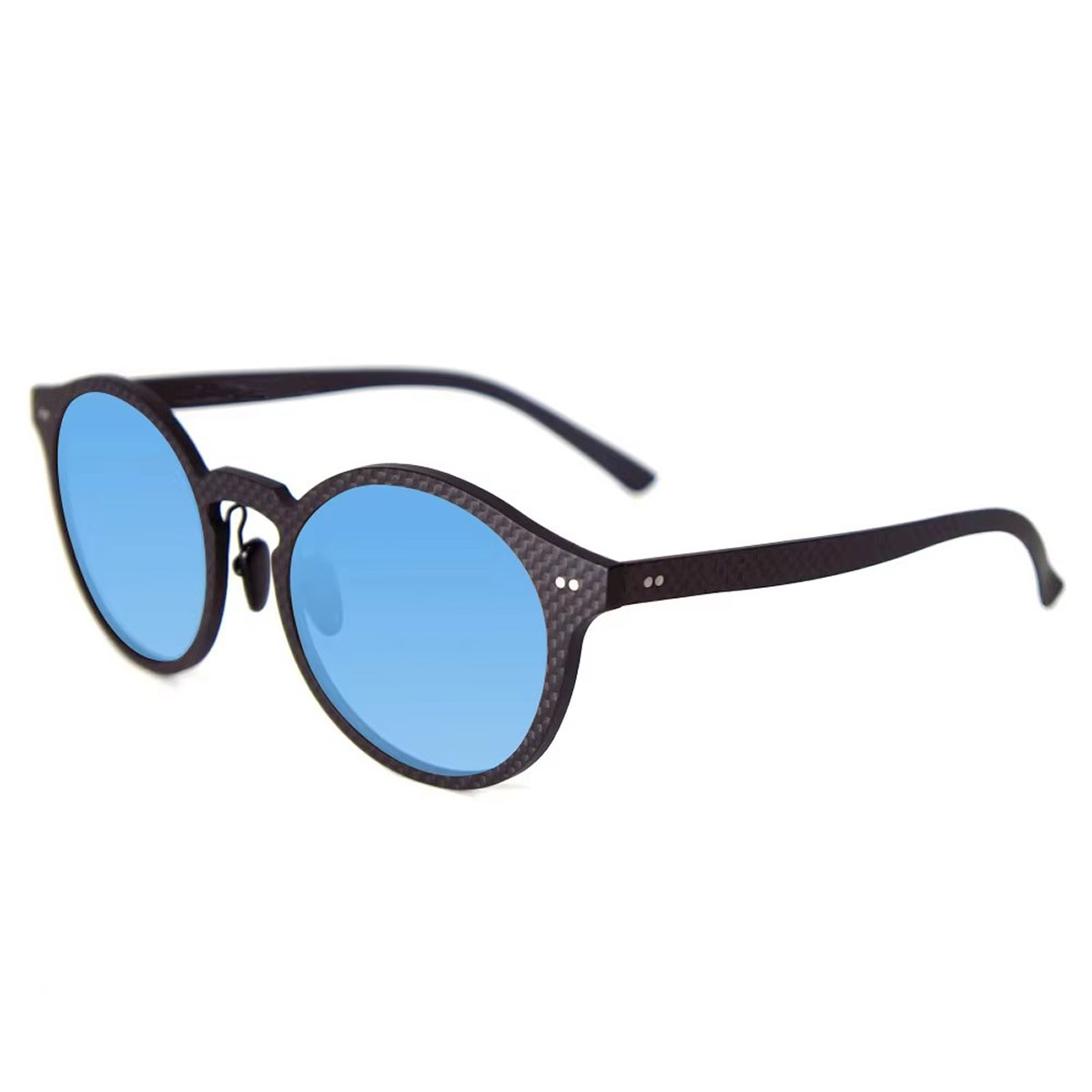 Kacamata Hitam Serat Karbon Bingkai Bulat Retro UV400